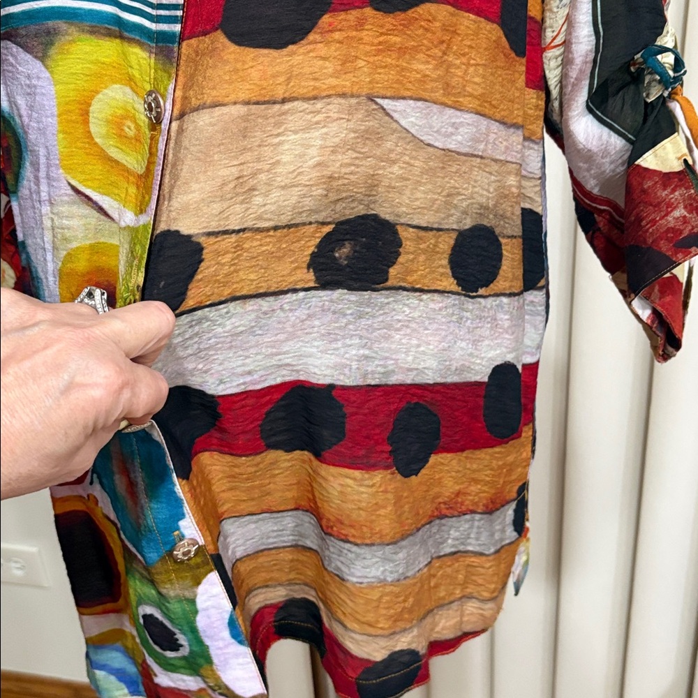 John Mark Multicolor Geometric Patchwork Button D… - image 7